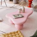 47' Cloud Coffee Table for Living Room Irregular Coffee Table Modern Unique Coffee Tables Cute Center Table with 3 Ball Legs for Small Space Apartment Cream Pink