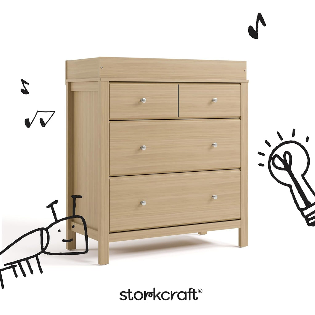 Storkcraft Horizon 3 Drawer Chest with Removable Changing Topper (Driftwood) – GREENGUARD Gold Certified Nursery Dresser, Kids' Storage Chest with Organizer, Durable and Stylish 3-Drawer Design