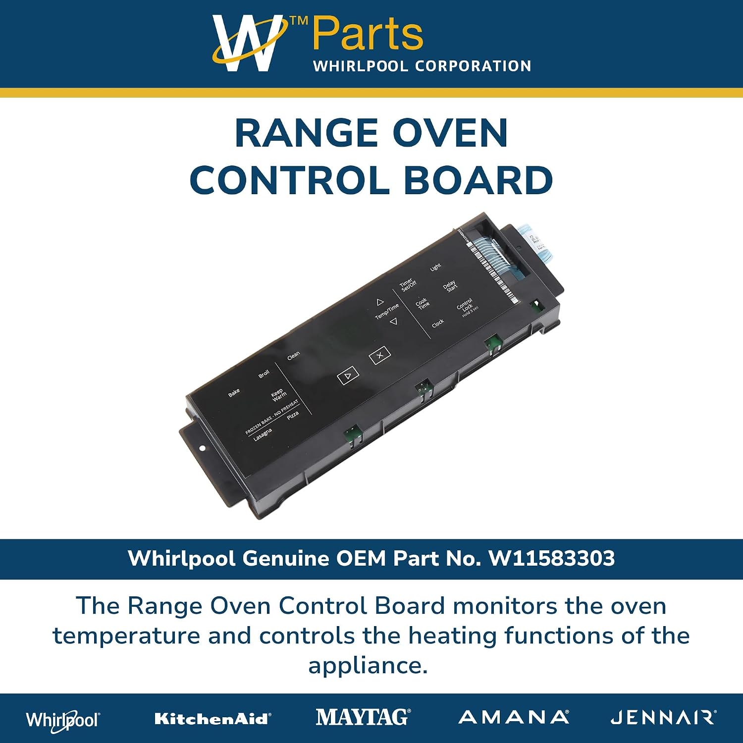 Whirlpool W11583303 Genuine OEM Range Oven Control Board Replacement Part - Replaces W11515107