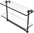 Allied Brass RC-2/16TB 16 Inch Two Tiered Integrated Towel Bar Glass Shelf, Antique Bronze
