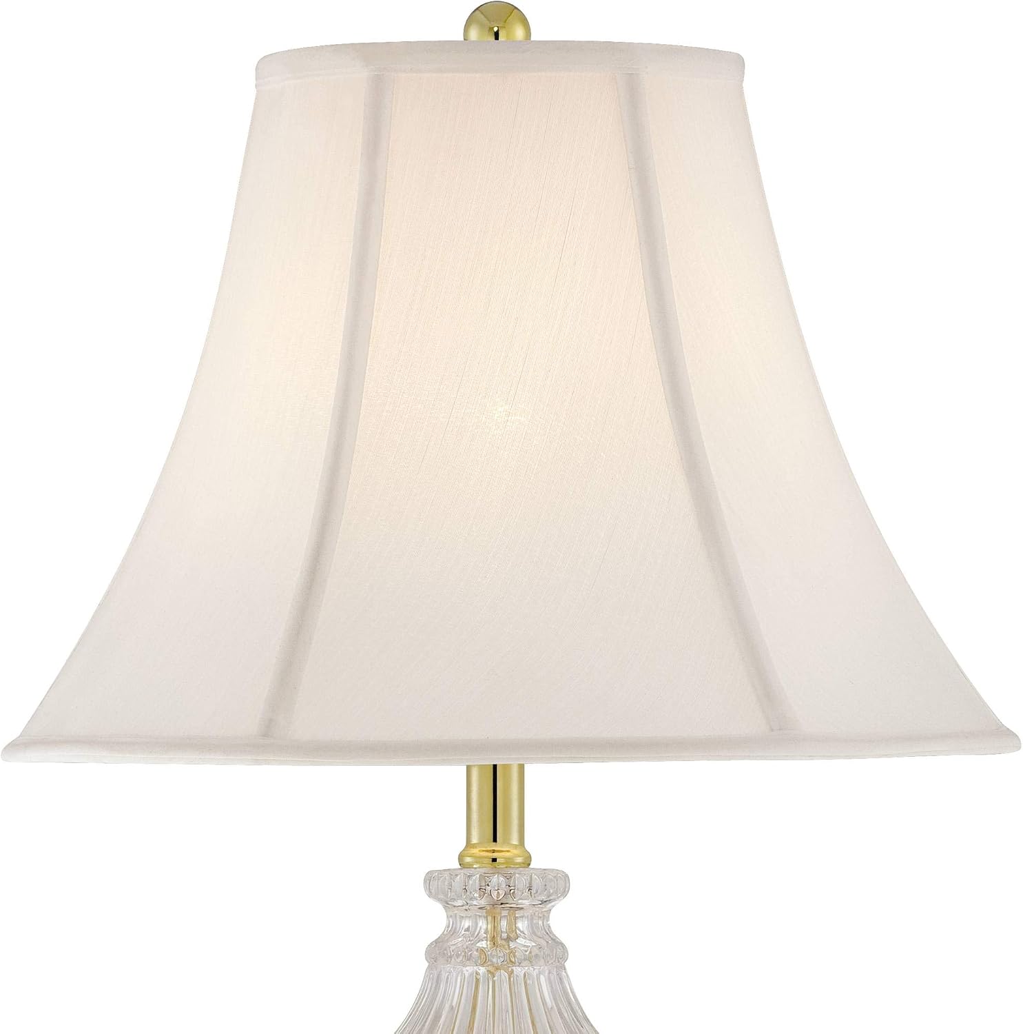 Regency Hill Traditional Glam Luxury Table Lamps 26.5' High Set of 2 Clear Glass Urn Brass Gold Metal White Cream Bell Shade Decor for Living Room Bedroom House Bedside Nightstand Home
