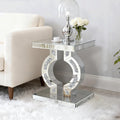 Crushed Diamond Mirrored End Table, Silver Side Accent Table, Small Mirrored Coffee Table for Living Room, Bedroom, 16'x12'x23'
