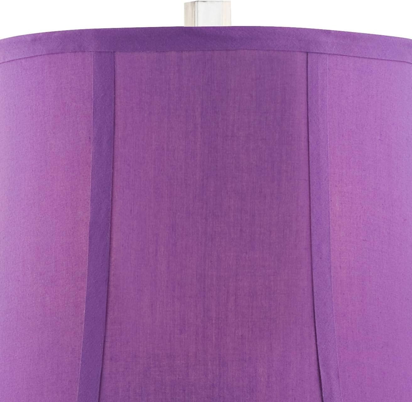 360 Lighting Bijoux Modern Chic Bohemian Table Lamps 25.5' High Set of 2 Brushed Nickel Multi Colored Stacked Acrylic Gem Purple Drum Shade for Kids Girls Room Bedroom Bedside House Home