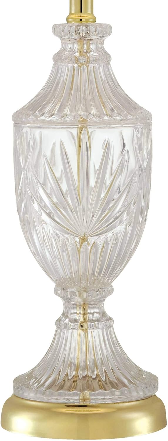 Regency Hill Traditional Glam Luxury Table Lamps 26.5' High Set of 2 Clear Glass Urn Brass Gold Metal White Cream Bell Shade Decor for Living Room Bedroom House Bedside Nightstand Home