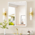 TETOTE Medicine Cabinet 24' x 30' Bathroom Mirror with Storage White Medicine Cabinet with Mirror for Bathroom, Beveled Framed, Adjustable Shelves, Surface Mount or in Wall