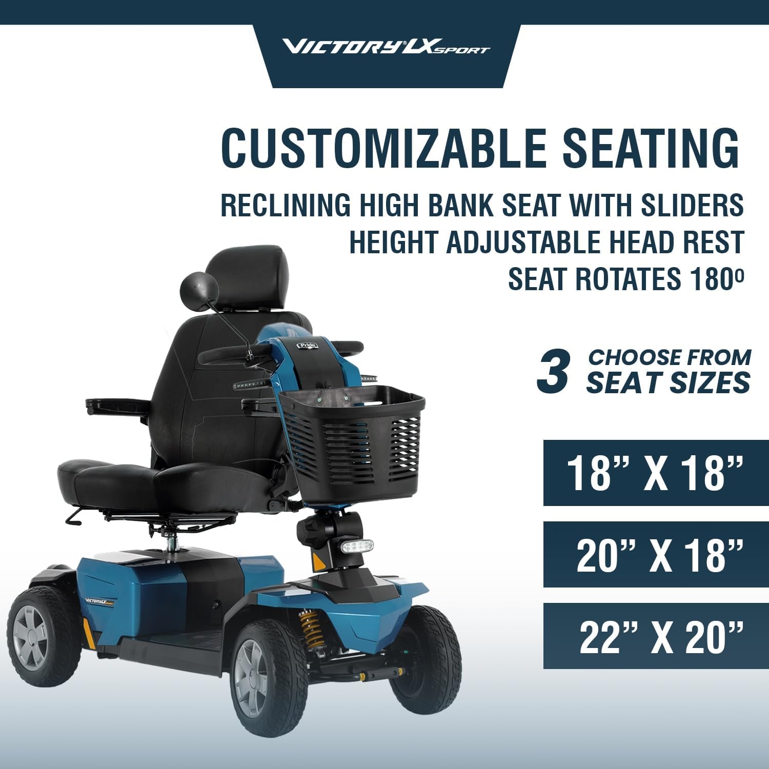 Pride Victory LX Sport + Accessories, Heavy Duty 4 Wheel Mobility Scooter for Adults and Seniors, Comfrot High Back Seating, 400 lb Capacity, LED Lighting, CTS Suspension, 8.6 MPH, Extended Warranty