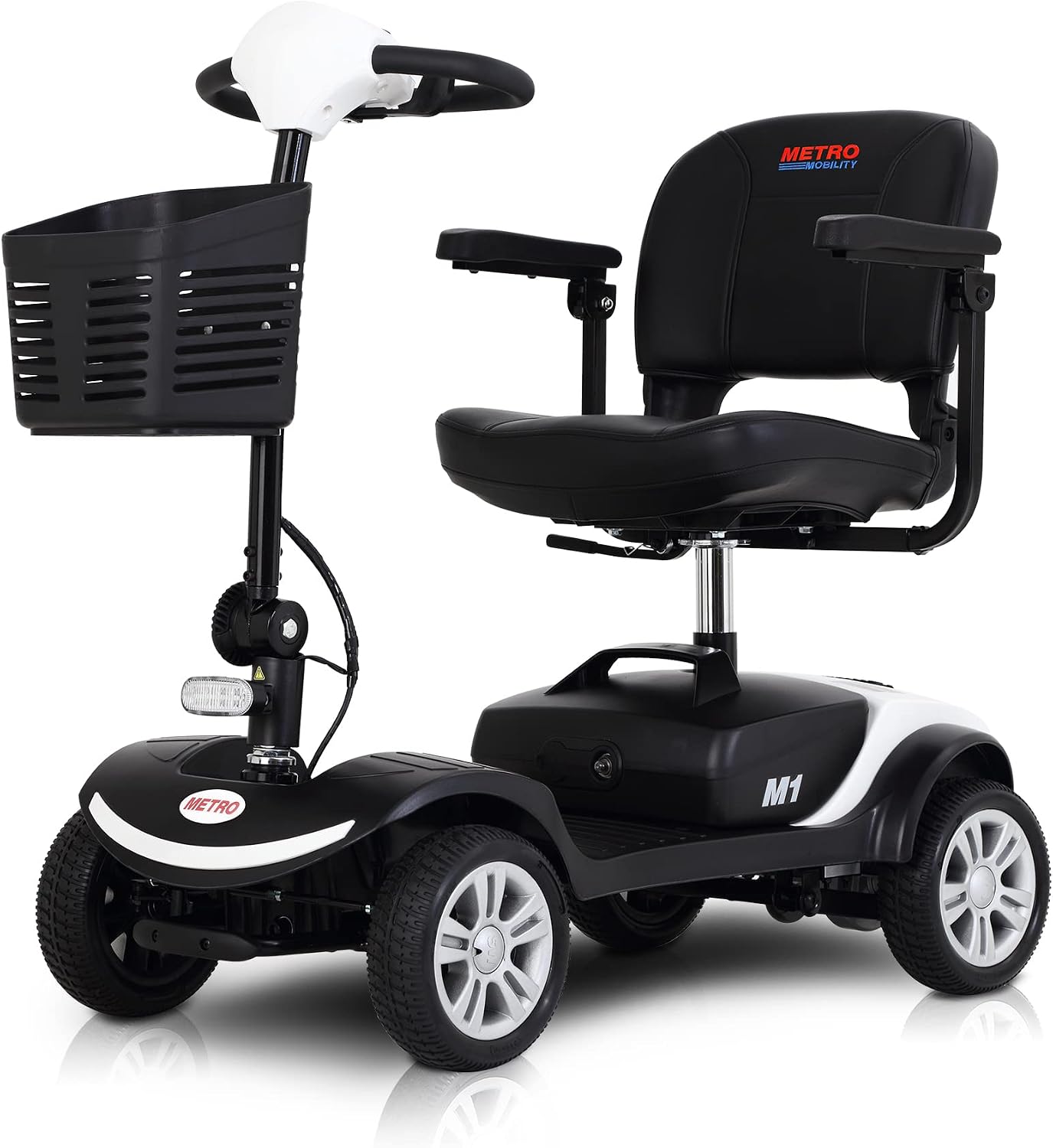 Folding Mobility Scooter for Seniors 4 Wheel Scooter for Adults Electric Medical Scooter Compact for Travel - Electric Powered Wheelchair Device - Compact Heavy Duty Mobile(M1 White)