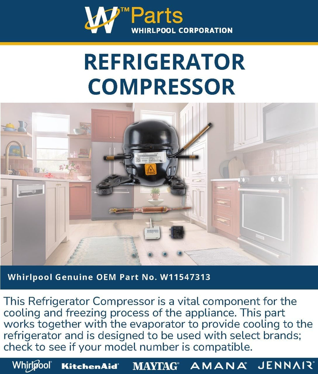 Whirlpool W11547313 Genuine OEM Refrigerator Compressor Replacement Part - Replaces W11332031