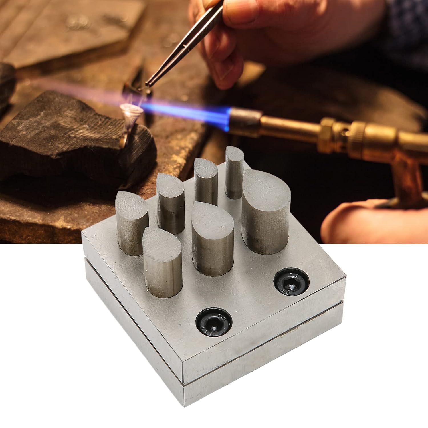 Punch Die Disc Cutter Set, Drop Shaped Jewelry Making Forming Tools, Jewelry Making Metal Forming Die Cutting Tools Hole Punch,Different Sizes 45 Steel Metal Punch Tool for Cutting