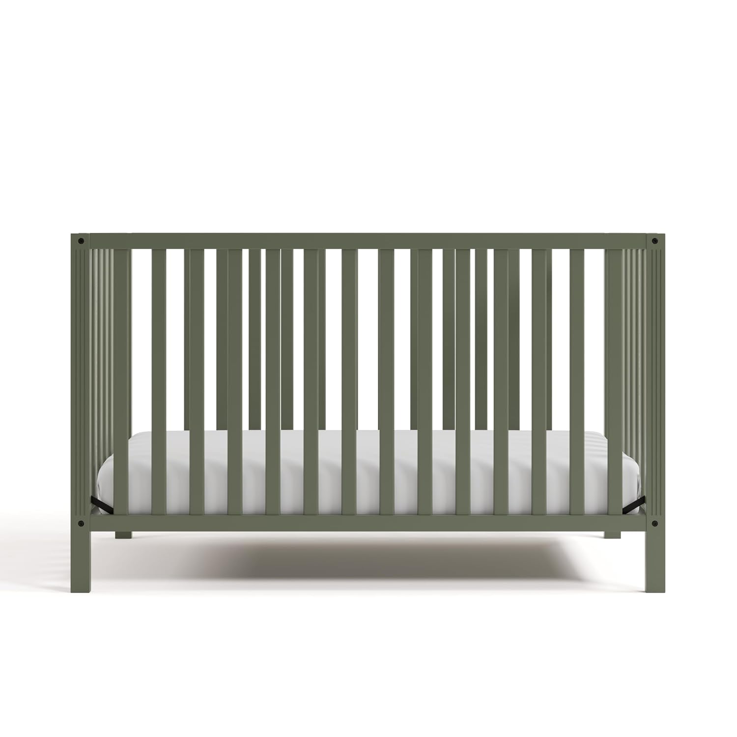 Storkcraft Morningside 5-in-1 Convertible Crib – GREENGUARD Gold Certified, Fits Standard Crib Mattress, Converts to Toddler Bed, Daybed and Full Bed, 4 Adjustable Mattress Heights (Olive)