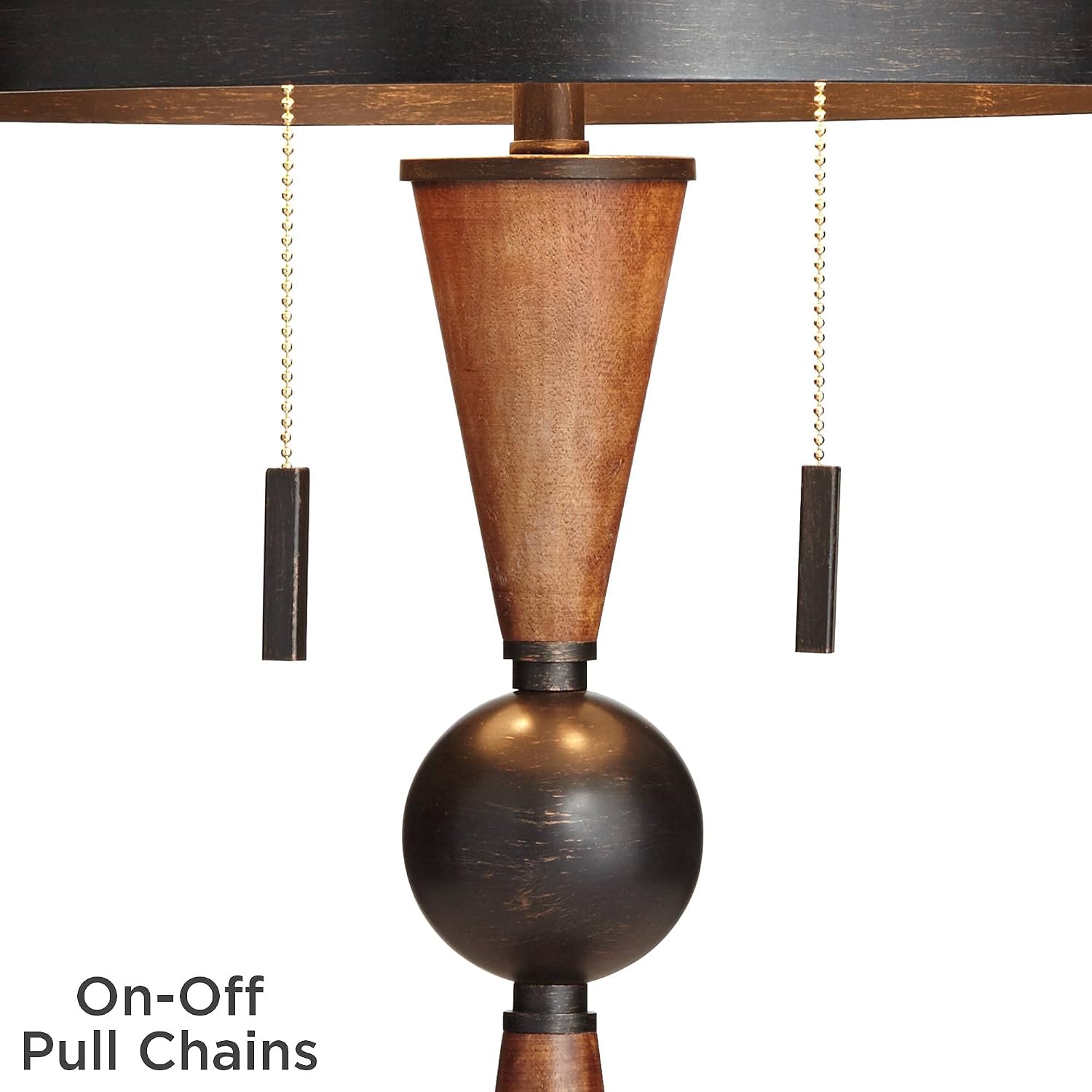 Franklin Iron Works Hunter Rustic Farmhouse Table Lamp 29 3/4' Tall Cherry Wood Bronze Metal Outer Tan Fabric Inner Drum Shade for Bedroom Living Room House Home Bedside Nightstand Office Family