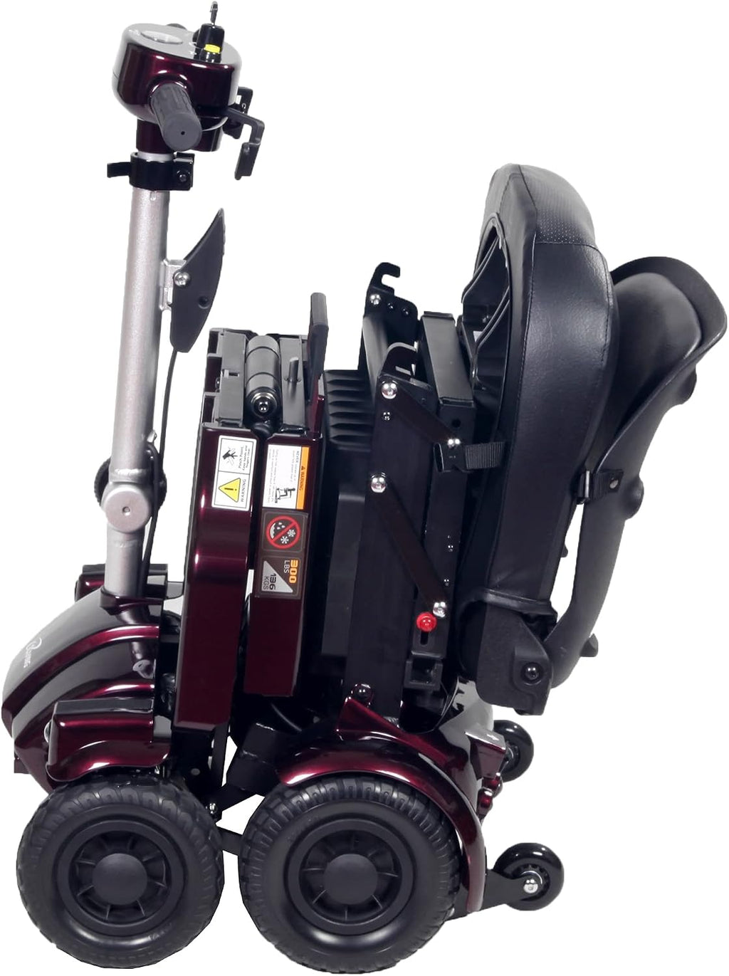 iLiving i3 Foldable Electric Scooter Mobility for Seniors and Adults, Alternative to Wheelchair, Portable and Travel Friendly – Upgraded Seat, 17 Inch, 53 Pounds (Burgundy)