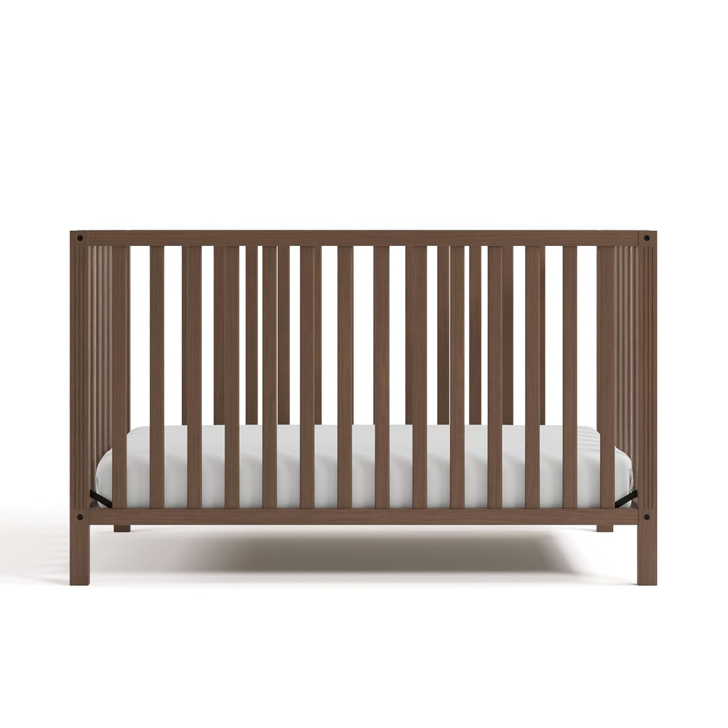 Storkcraft Morningside 5-in-1 Convertible Crib – GREENGUARD Gold Certified, Fits Standard Crib Mattress, Converts to Toddler Bed, Daybed and Full Bed, 4 Adjustable Mattress Heights (Hazelnut)