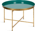 Kate and Laurel Celia Modern Coffee Table; 28 x 28 x 19; Teal and Gold; Glamorous Folding Metal Table For Storage and Display