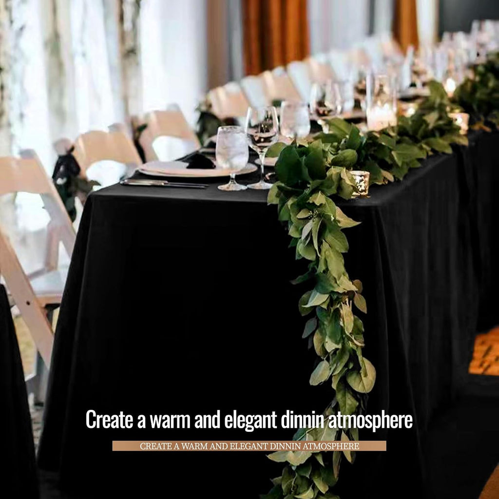 12 Pack Black Tablecloths for 8ft Rectangle Tables 90 x 132 Inch - Polyester Table Cover Stain and Wrinkle Resistant Washable Fabric Table Clothes for Wedding Party Banquet Reception Restaurant