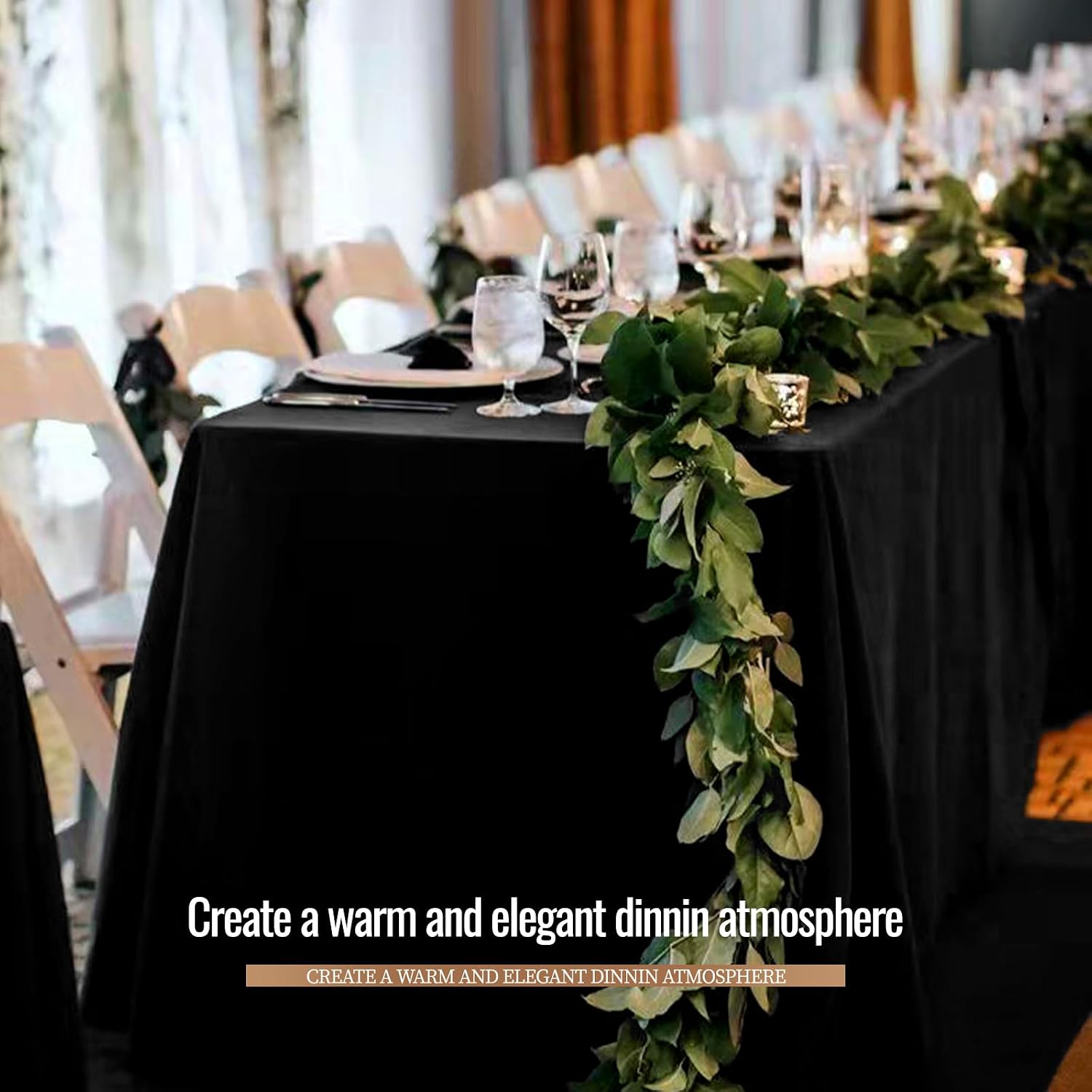 12 Pack Black Tablecloths for 8ft Rectangle Tables 90 x 132 Inch - Polyester Table Cover Stain and Wrinkle Resistant Washable Fabric Table Clothes for Wedding Party Banquet Reception Restaurant
