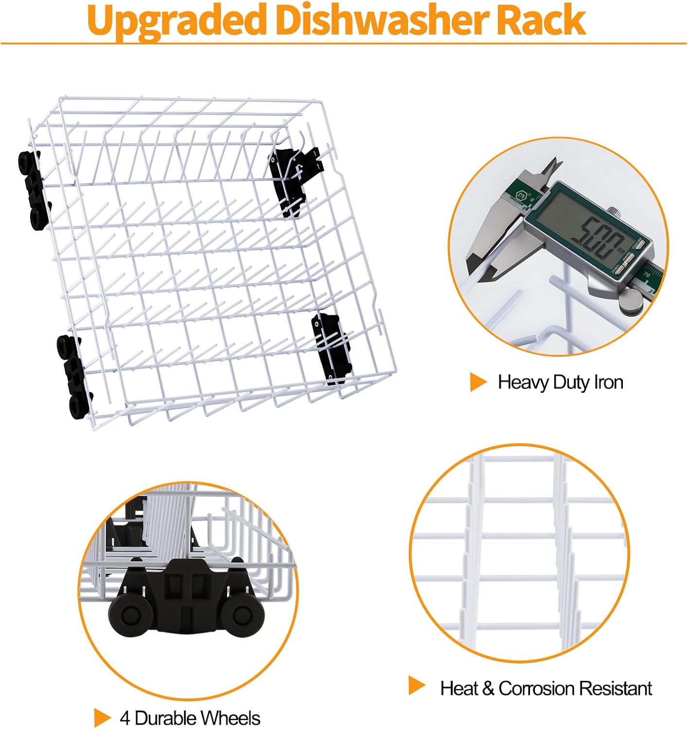 Upgraded W10161215 Dishwasher Rack Replacement Parts for Whirlpool Dishwasher Lower Rack With Dishwasher Wheels DU840DWGQ1 DU915PWPS2 Whirlpool Dishwasher Dishrack Assembly Bottom Rack Shelf Drawer