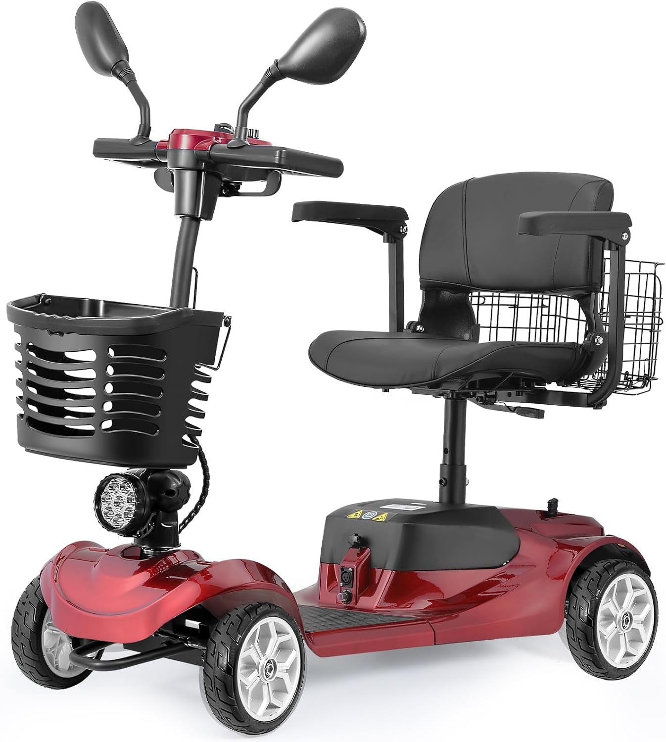 4 Wheel Mobility Scooter for Adults, All-Terrain Portable Electric Scooter, Folding Mobility Scooter with Adjustable Seat, 350W Motor, 12.5 Miles Range, Max Speed 5 Mph (Red)