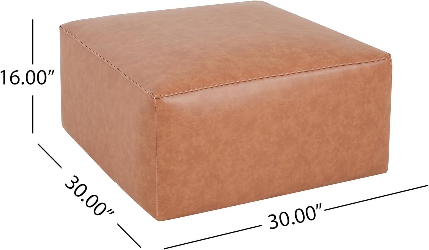 Christopher Knight Home Ellis Faux Leather Ottoman Footstool, Square Pouf Poufee Footrest Ottoman Large Seat, Modern Side Table for Living Room Bedroom Home Decor Gifts, Tan Brown