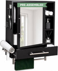 PRE-ASSEMBLED Bathroom Wall Cabinet with Mirror, READY-To-INSTALL Medicine Cabinet, Over the Toilet Storage Cabinet with Storage Shelves, Towel Bar & Hooks for Bathroom, Laundry, Living & Room Kitchen