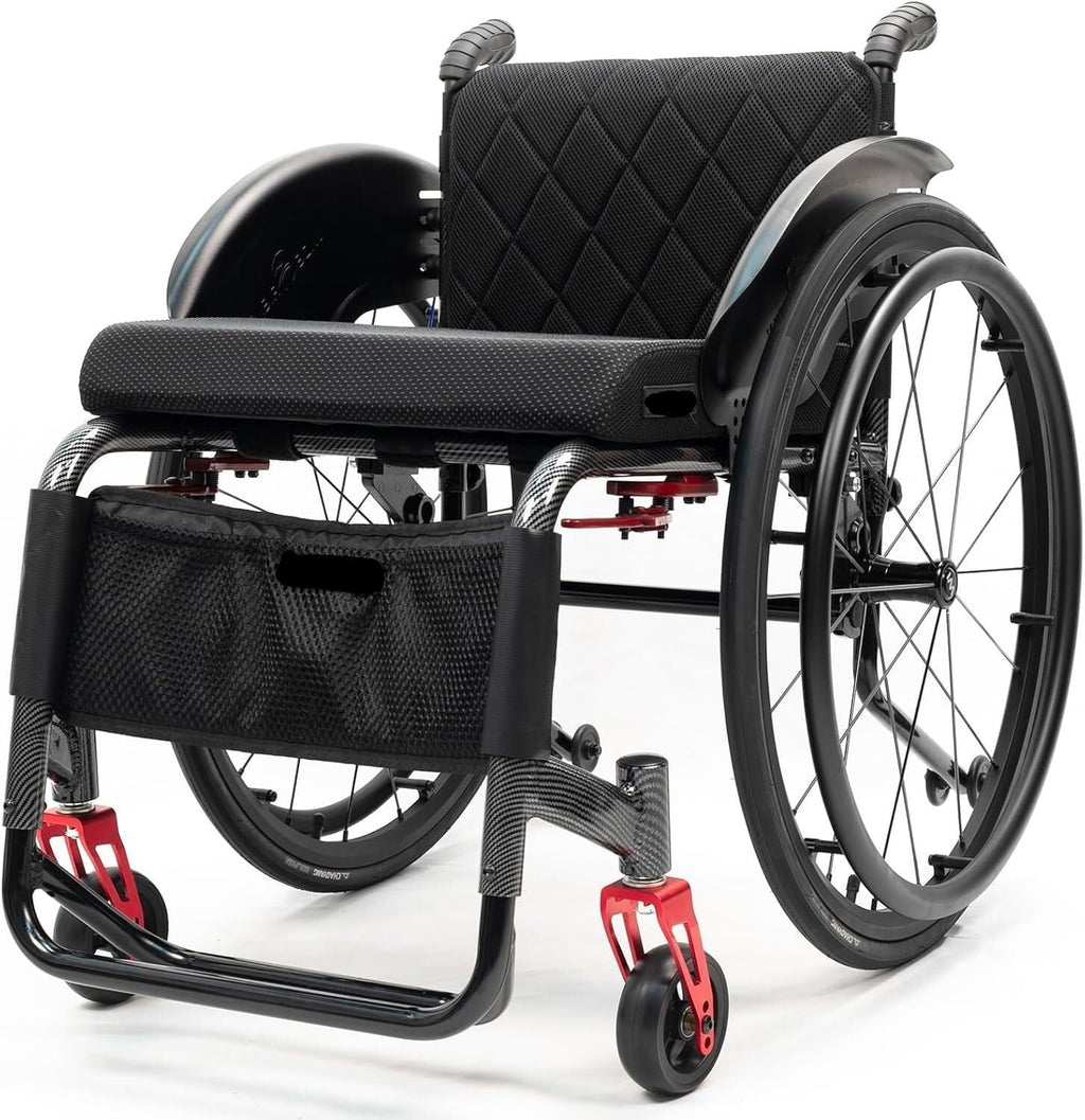 Aluminium Sports Wheelchair,Ultralight Transit Travel Wheelchair,Lightweight Transport Wheelchair,Portable Fast Self-Propelled Wheelchair,Quick Releasefor Rear Wheel,Manual Brake,Storage Bag(Hard Back