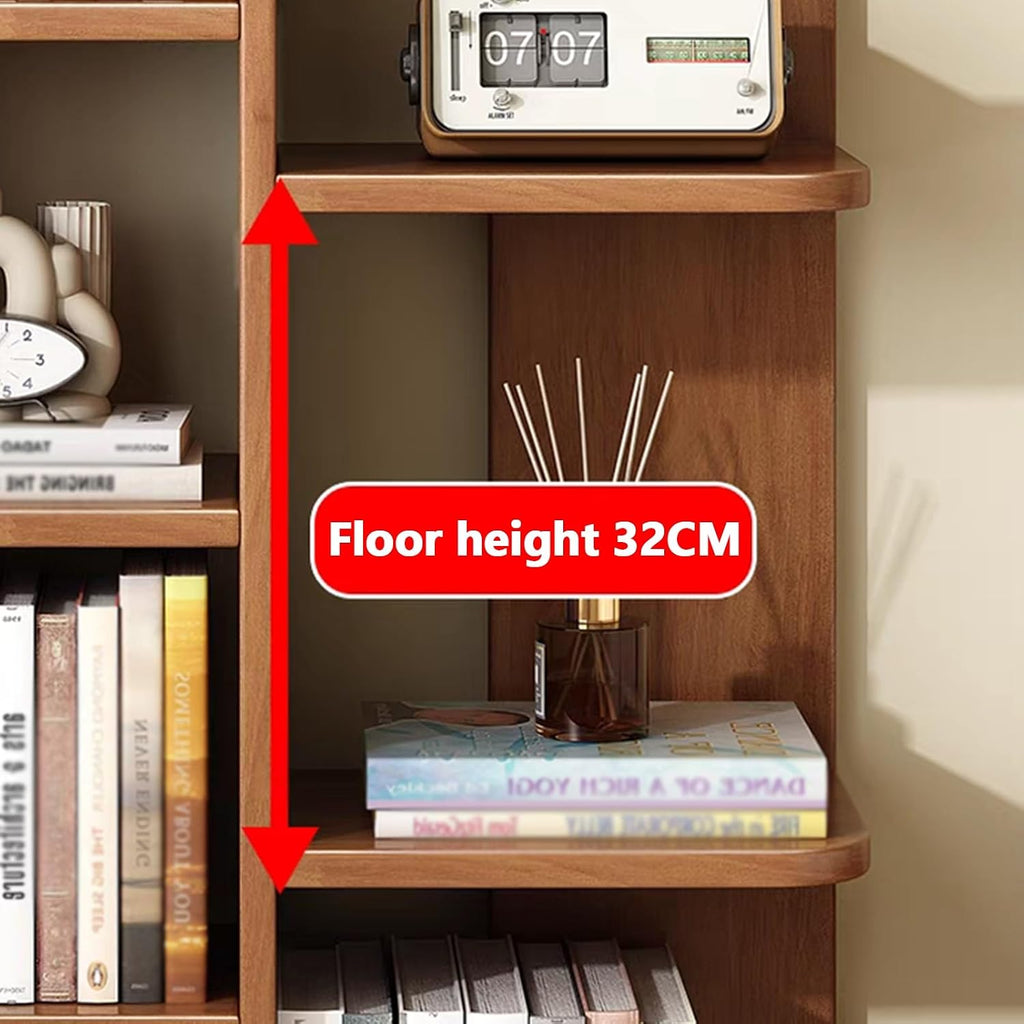 Corner Bookshelf with Solid Wood Legs Grey Corner Shelf Unit Multi-Functional Storage Stand for Living Room Home Office Bedroom Plant Display Space-Saving Design
