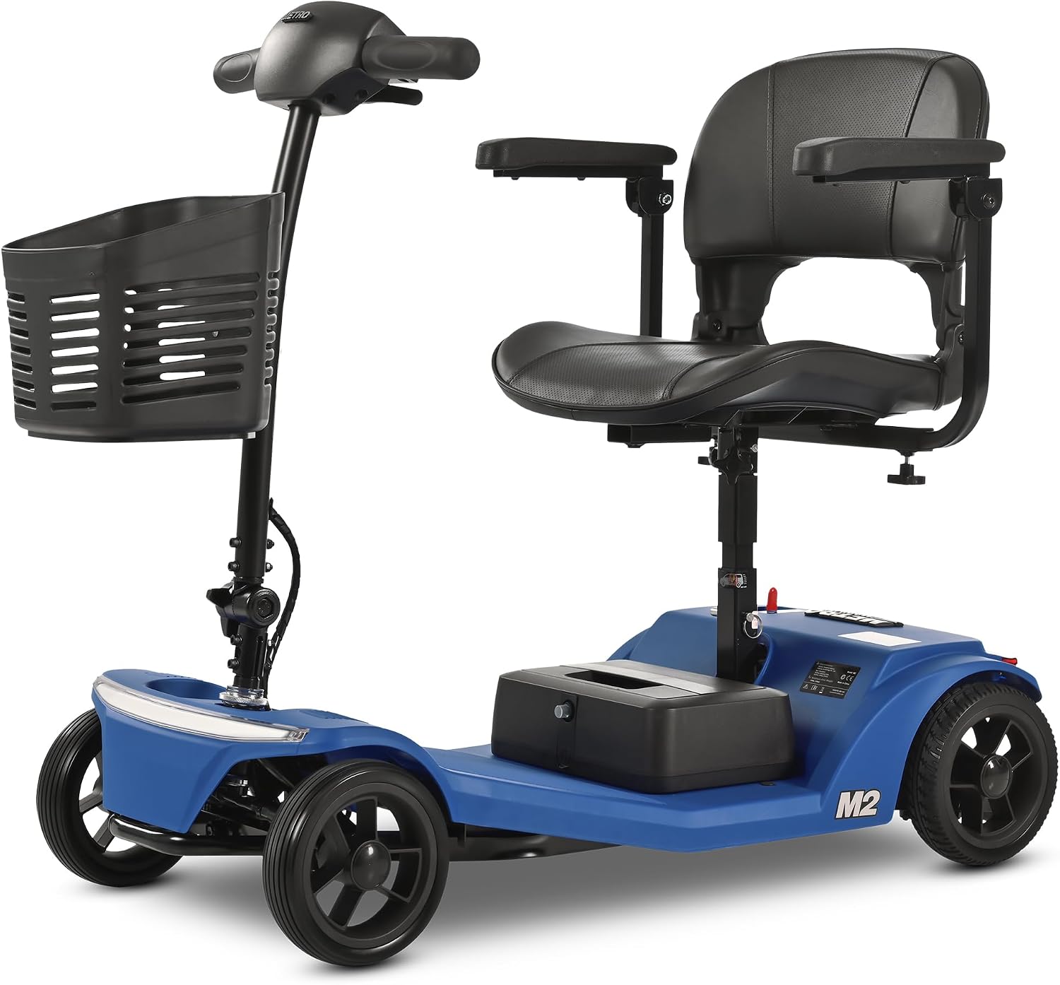 Mobility Scooters for Seniors & Adults 350 Lb Weight Foldable,All-Terrain 4-Wheel Powered Scooter,Lightweight Foldable Disability Electric Wheelchair,Front Rear Led Lights with Basket,Blue