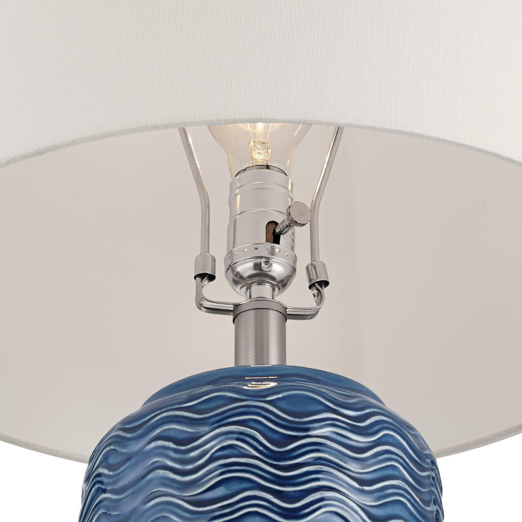 360 Lighting Waves 26 1/2' Tall Modern Coastal 3-Way Table Lamps Set of 2 Blue Ceramic Fabric White Shade Living Room Bedroom Bedside Nightstand House Office Home Reading Kitchen Entryway Console