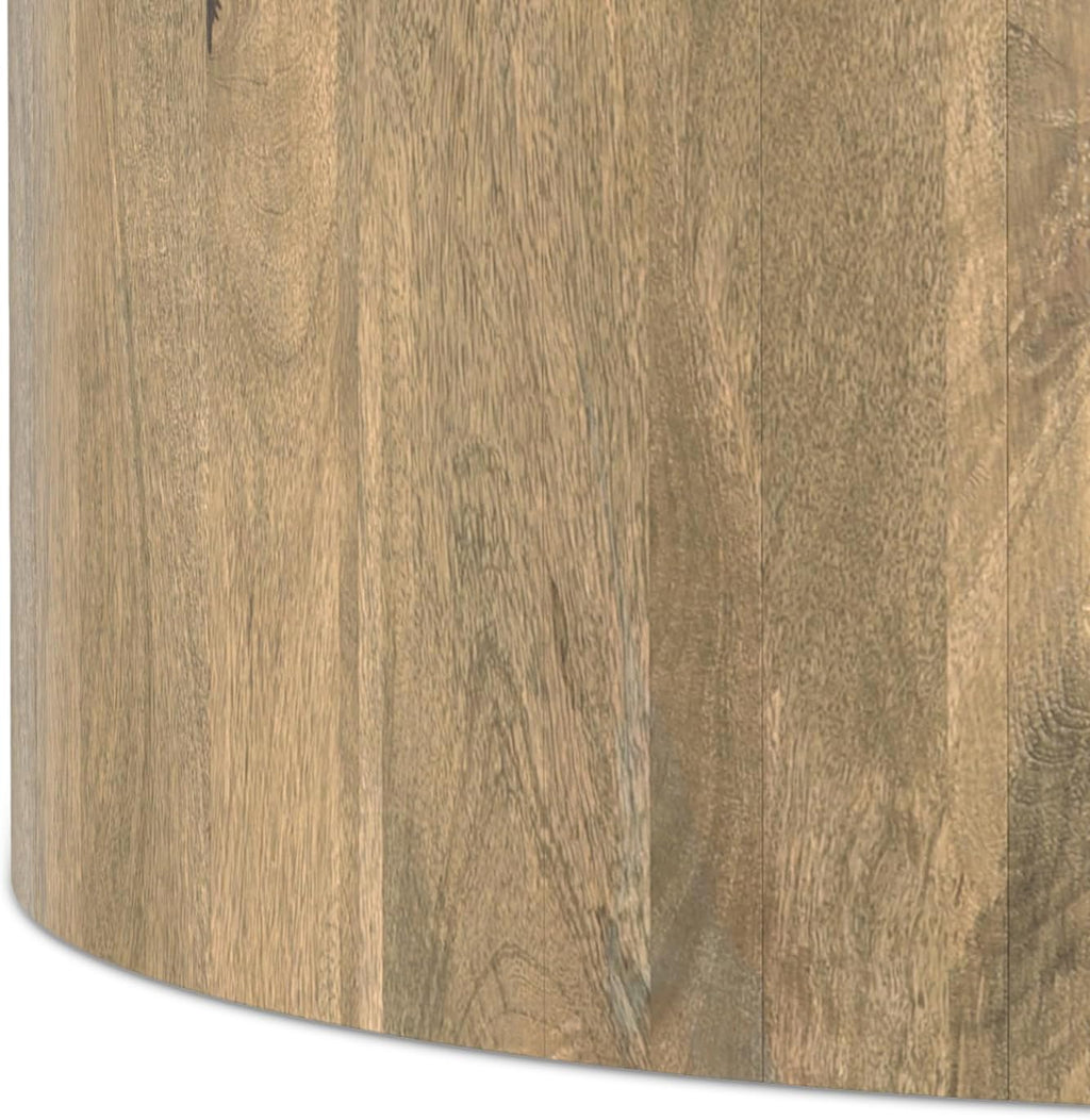 SIMPLIHOME Millbury Drum Coffee Table - 36 inch Wide Solid Mango Wood Round Living Room Table in Briarsmoke, Contemporary Cocktail Table for Family Room or Lounge with Large Surface, Assembled