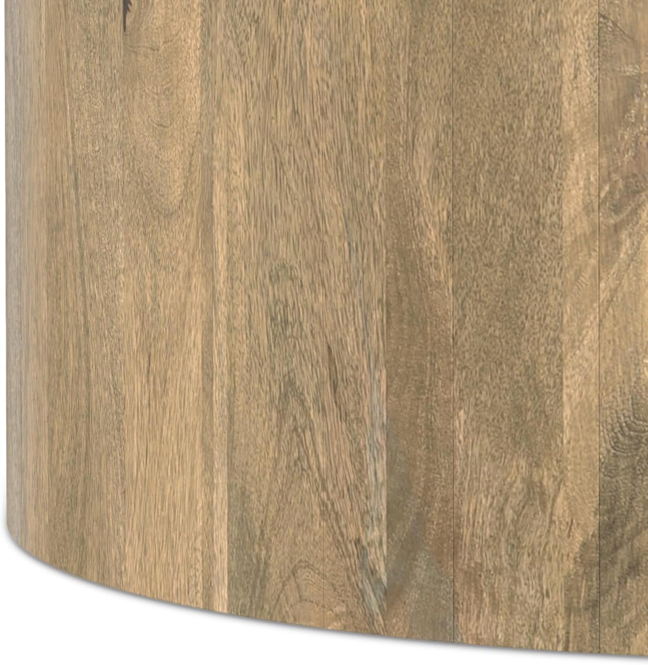 SIMPLIHOME Millbury Drum Coffee Table - 36 inch Wide Solid Mango Wood Round Living Room Table in Briarsmoke, Contemporary Cocktail Table for Family Room or Lounge with Large Surface, Assembled
