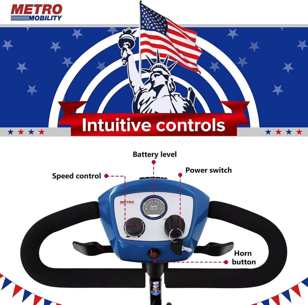 Folding Mobility Scooter for Seniors 4 Wheel Scooter for Adults Electric Medical Scooter Compact for Travel - Electric Powered Wheelchair Device - Compact Heavy Duty Mobile(M1 Lite Blue)