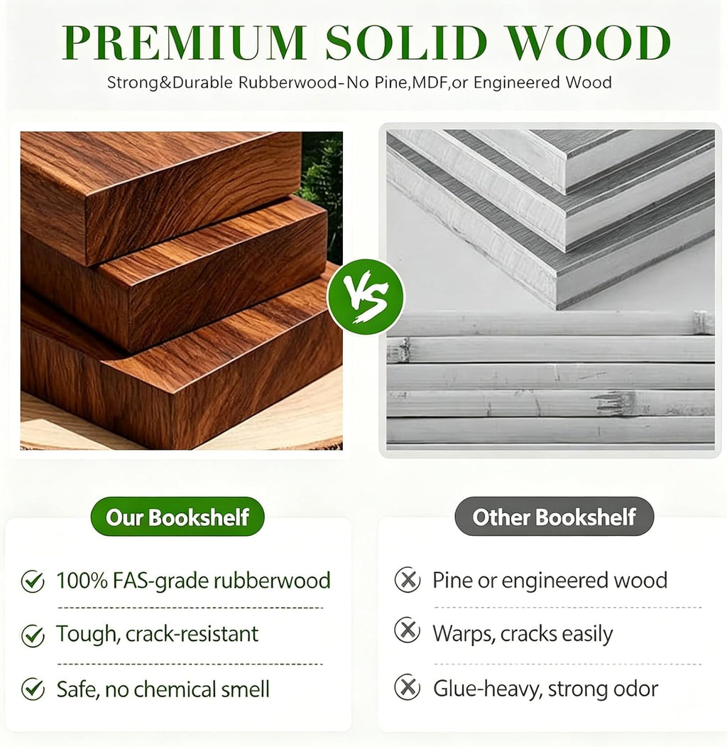 6 Tier Rotating Solid Wood Bookshelf, Corner Small Bookshelf Lazy Susan Organizer,Circular Rotating Spinning Bookshelf on Wheels, Revolving 360° Bookshelf for Small Spaces for Bedroom