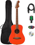 Fender California Standard Redondo Mini Acoustic Guitar - Fiesta Red Bundle with Gig Bag, Tuner, Strap, Picks, and Austin Bazaar Instructional DVD