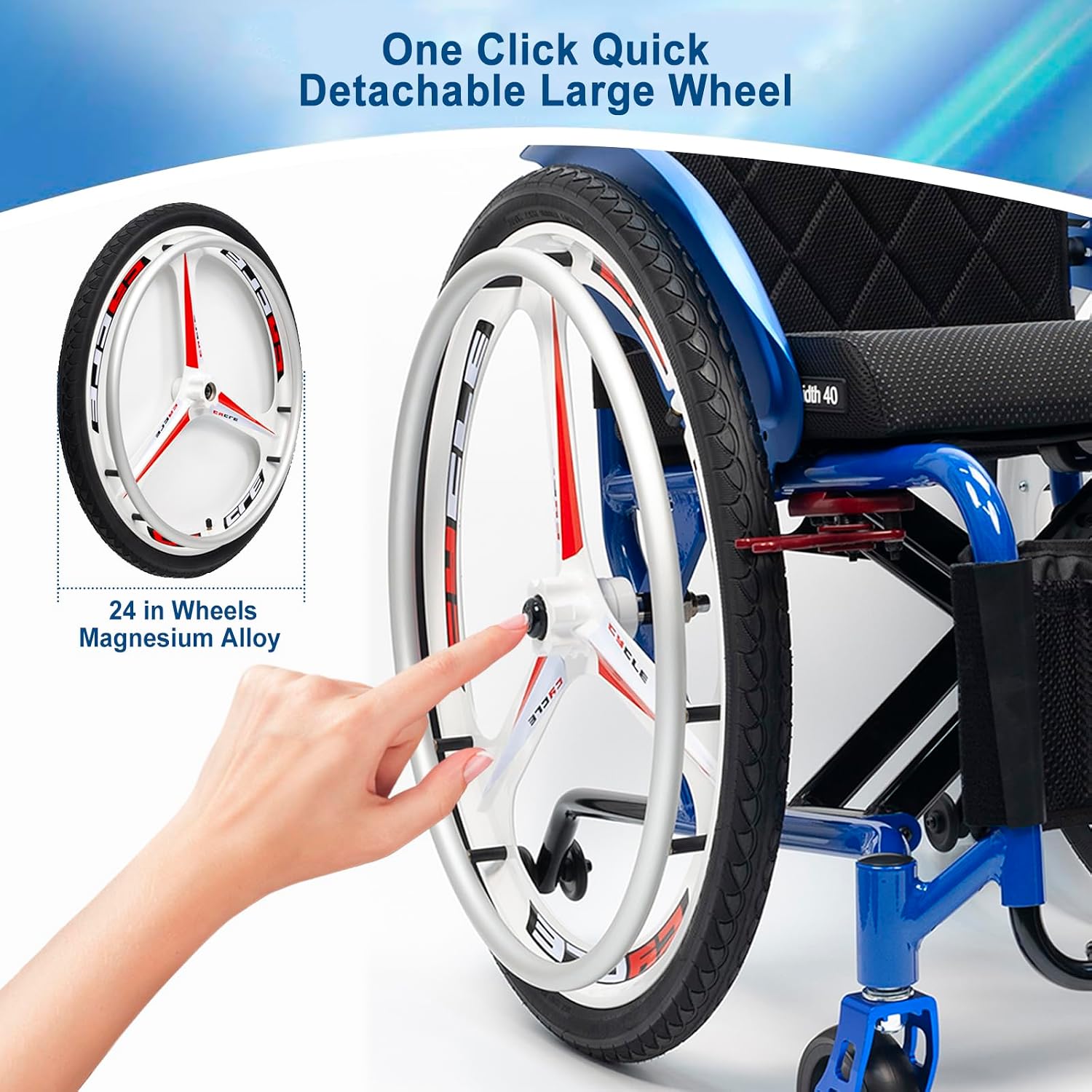 Lightweight Aluminum Alloy Wheelchair,Sports Wheelchair,Self-propelled Portable Manual Wheel Chair,Folding Transport Wheelchair,with Handbrakes and Quick Release Rear Wheels(Hard Backrest,38c/15in)
