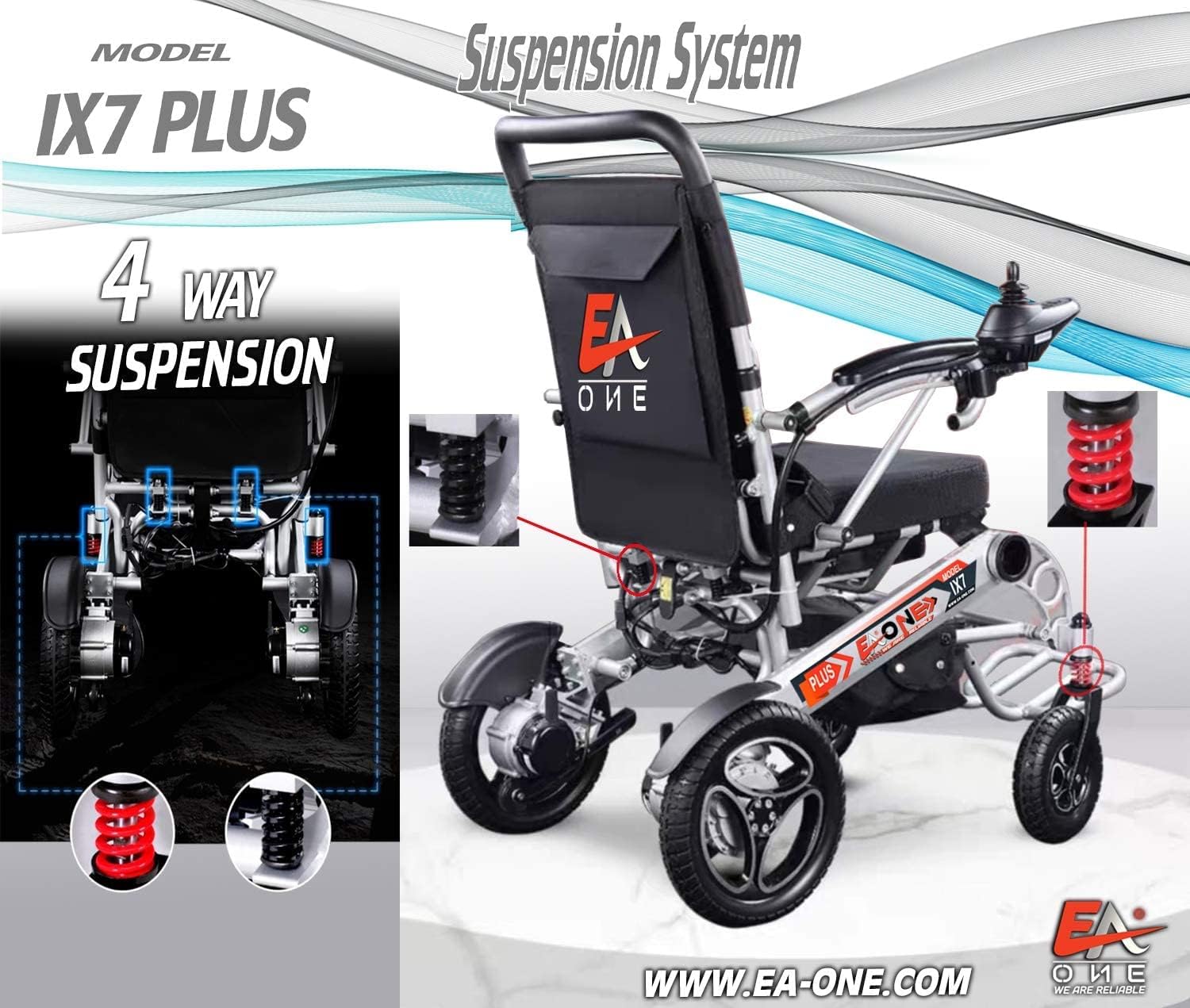 New Best Rated Exclusive Folding Motorized Electric Power Wheelchair Scooter, Airplane Travel Safe, Portable Heavy-Duty Power Electric Wheelchair (20 Inch Seat). (Silver)