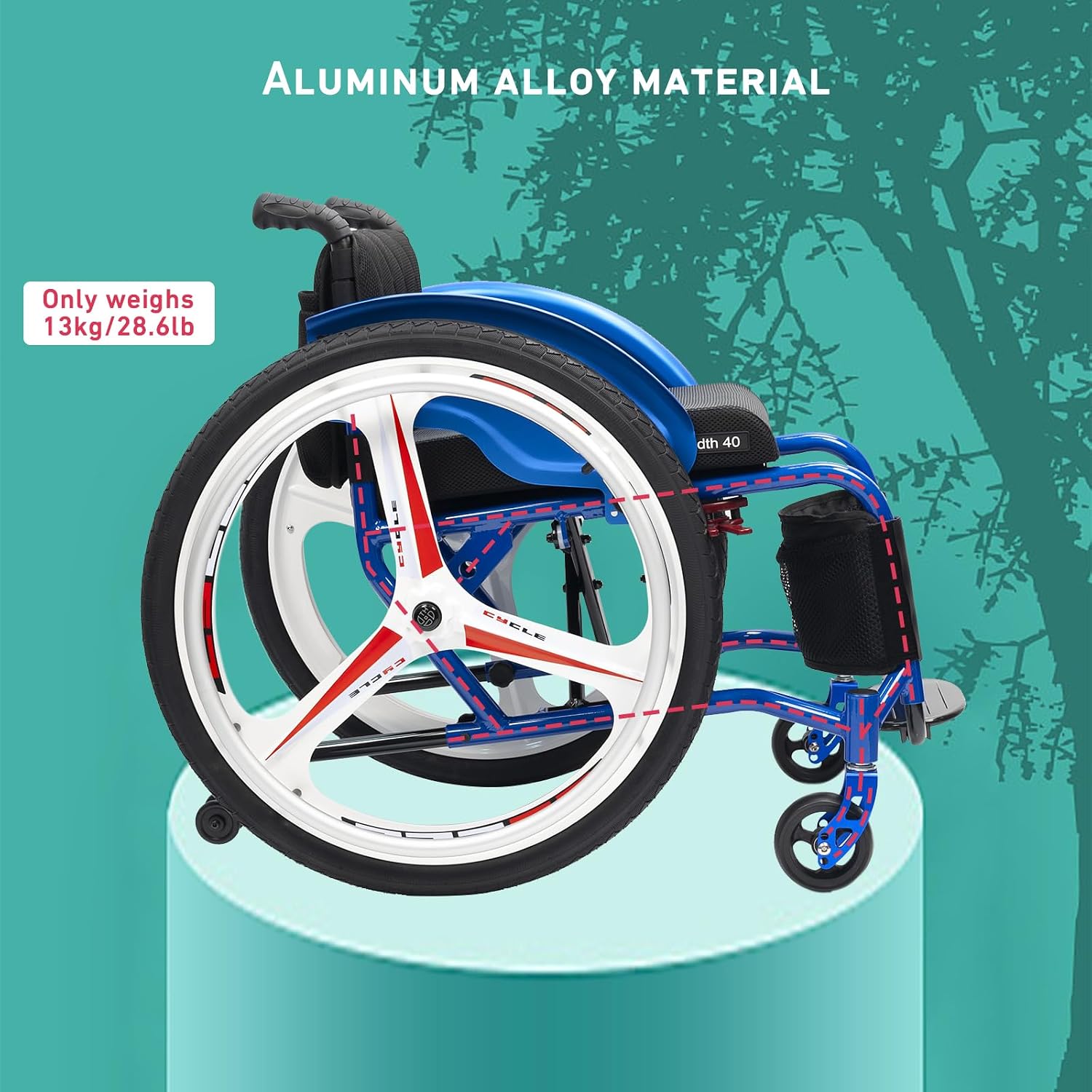 Wheelchairs,Lightweight Wheelchair,Self-Propelled Wheelchairs,Portable Folding Wheelchair for Adults and Seniors,Transport Wheelchair,Sports Wheelchair(Blue,41cm/16.1in)