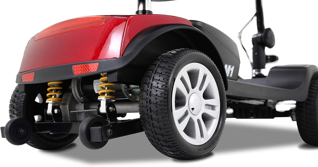 LED Lights Swivel seat Mobility Scooter, Rear Suspension, Electric wheelchairs for Seniors 300 pounds, Detachable Folding Scooter, 4 Wheel (Electric Scooter - Red)
