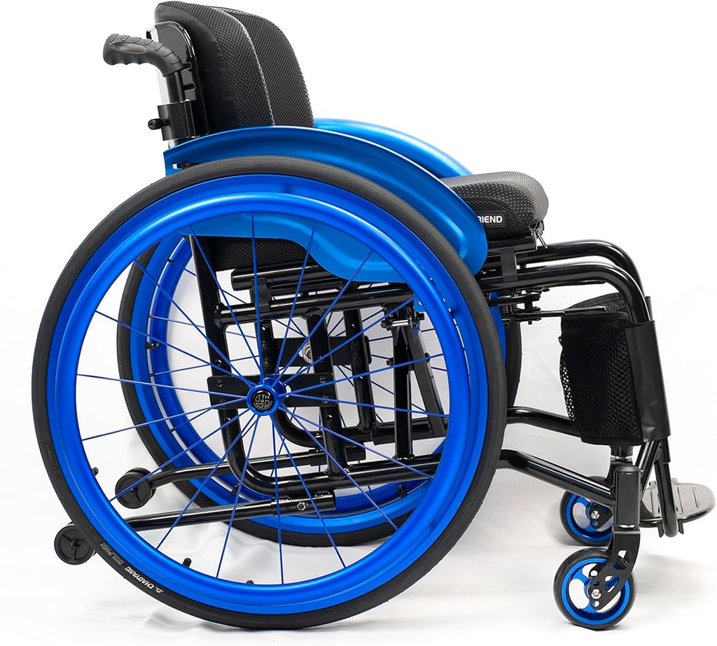 Wheelchairs for Adults,Sports and Leisure Wheelchairs,Portable Manual Wheel Chair,Folding All-Terrain Ultra Lightweight Wheelchair,Self-propelled Transport Wheelchairs(Seat Width 42cm/16.5in,Blue)