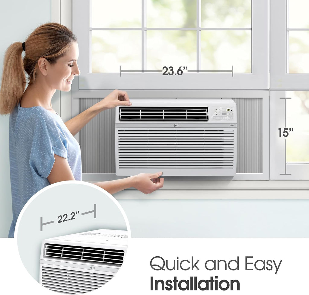 LG 12000 BTU Window Air Conditioner [2024 New]Remote Control WiFi Enabled Works w/LG ThinQ, Alexa, Hey Google,Ultra-Quiet, Washable Filter, Cools Large Rooms up to 550Sq.Ft AC Unit White LW1224RSMX