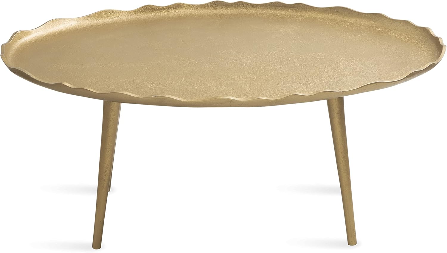Kate and Laurel Alessia Modern Glam Oval Coffee Table, 34 x 20 x 15, Gold, Metal Living Room Table for Storage and Display with Antique Deckled Edge Detailing