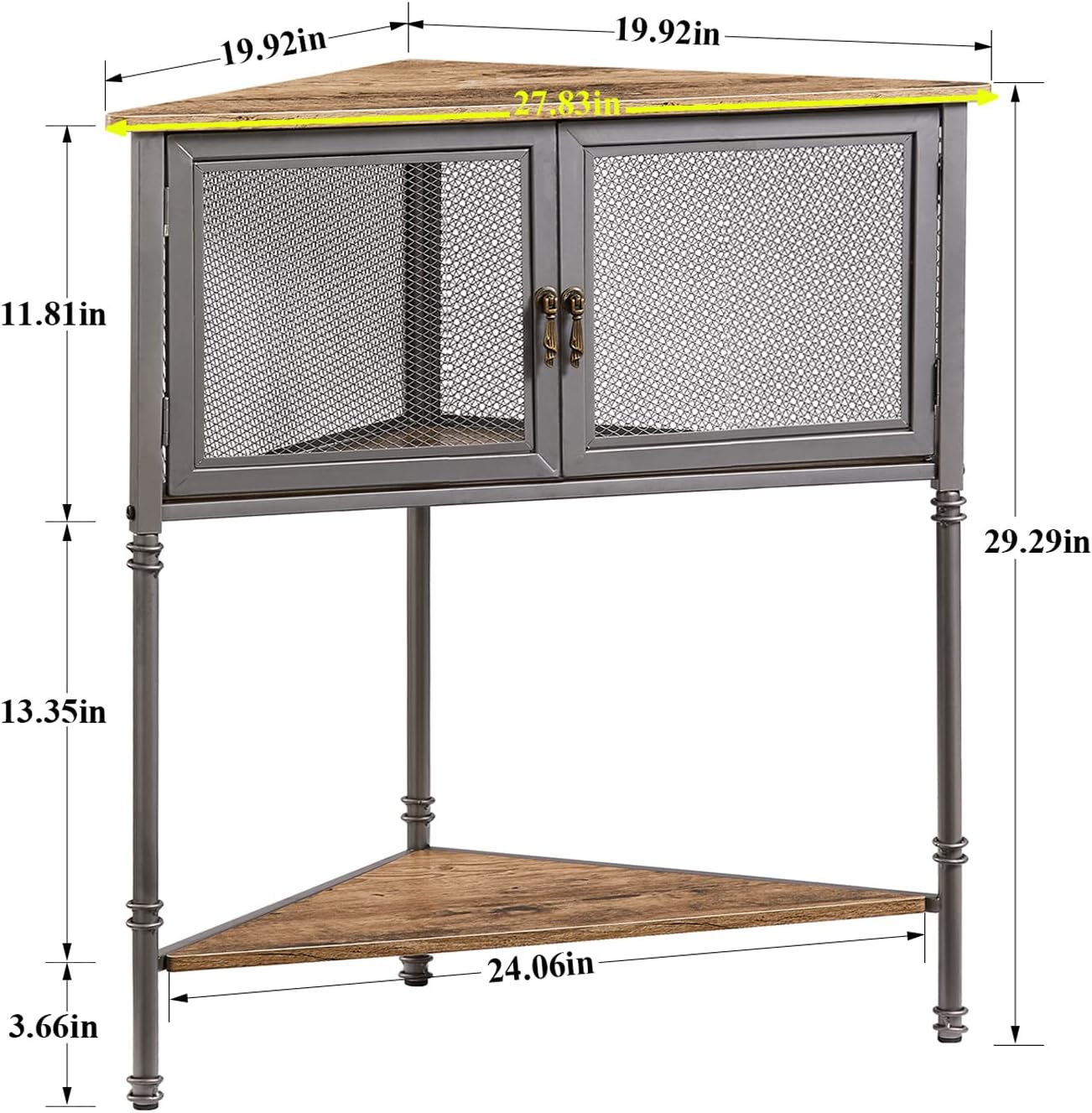 VECELO 3-Tier Corner Shelf with Storage Cabinet, 29' Tall Multiple Purpose Free Standing Shelves Organizer for Small Spaces, Living Room, Bedroom, Kitchen, Balcony, Set of 2, Grey