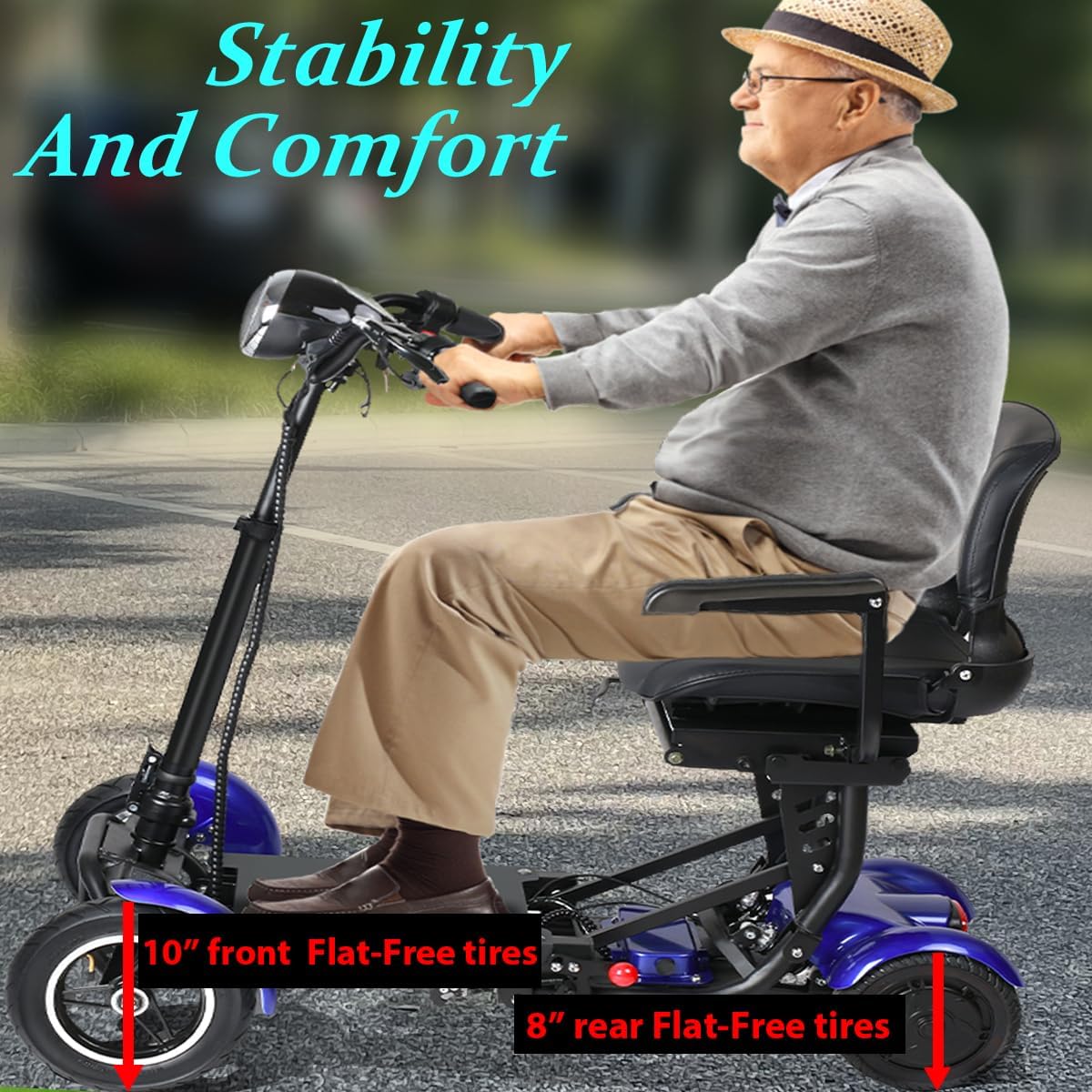 Mobility Scooters for Seniors – 4 Wheel Foldable Portable Electric Scooter, Collapsible & Motorized, 500W Dual Motor, 30-Mile Range, 11 MPH, All-Terrain Folding Mobility Scooter Lightweight for Adults