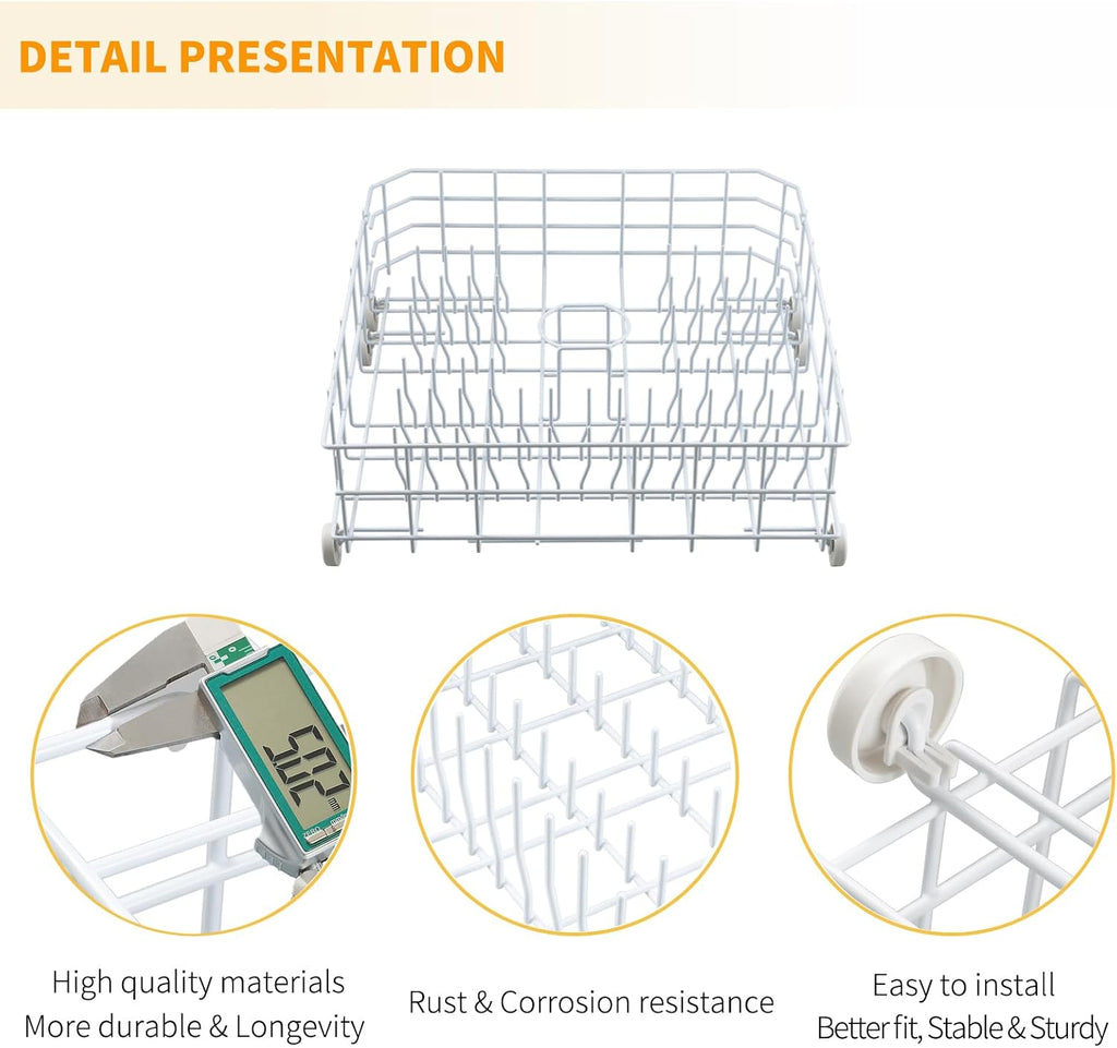 Allstare WD28X31819 WD28X10284 Dishwasher Lower Rack Replacement Parts for GE Dishwasher Parts Lower Dishrack Assembly with Wheels ADW1100N10WW GSD2100V55BB GE Dishwasher Bottom Rack