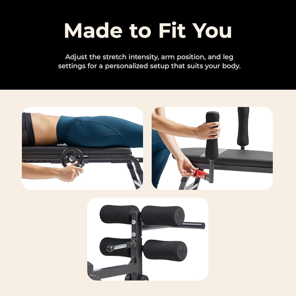 Sunny Health & Fitness No-Hang Traction & Inversion Decompression Table for Back Pain Relief, Adjustable Stretch Bench, 400 LB Capacity