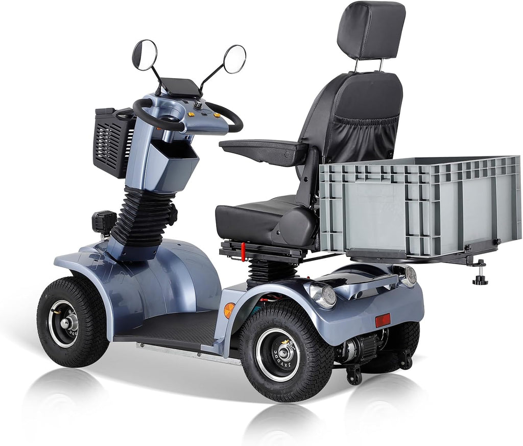 Mobility Scooters for Seniors & Adults 400 Lb Weight Capacity,4-Wheel Heavy Duty Travel Foldable Powered Scooter,Disability Mobile Electric Wheelchair,Luxury Seat and Front Rear Led Lights,Gray