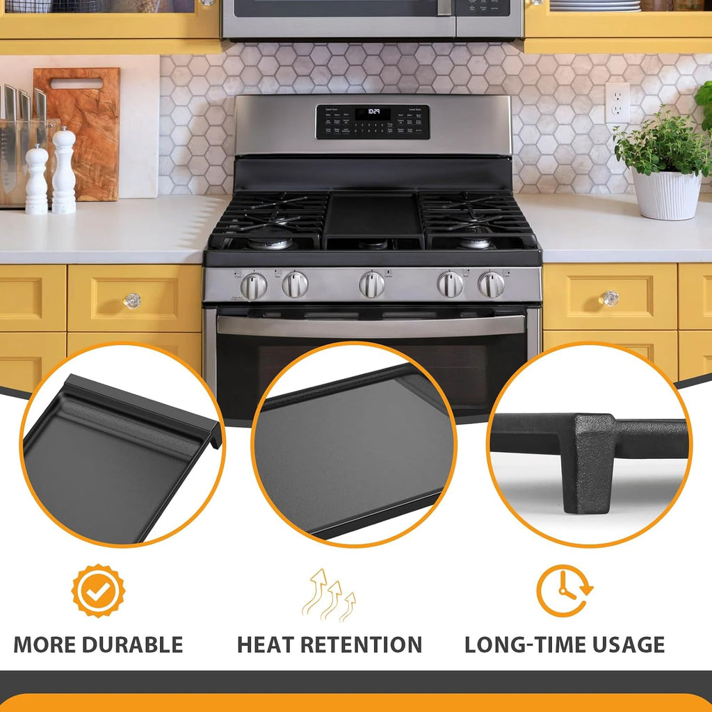 WB31X27151 Side Grates WB31X24738 Stovetop Griddle Replacement for GE General Electric Stove Parts,WB31X24736 Cooktop Grates WB31X24998 Cast Iron Griddle for Stove Top JGBS66REKSS JGB735SPSS Gas Stove