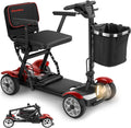 Wheelwavi Lightweight Mobility Scooter for Seniors, 20-25 Miles Portable Mobility Scooter for Travel, Removable Lithium Battery, Scooter for Adults with 330 lbs Capacity LED Headlights-RED