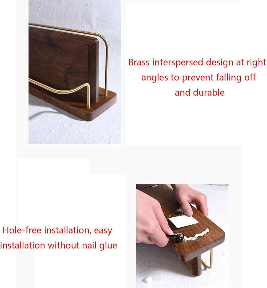 Solid Wood Bathroom Rack, Cosmetic Storage Rack, Towel Bar, Vanity Table, Wall-Mounted Wall-Free Punching
