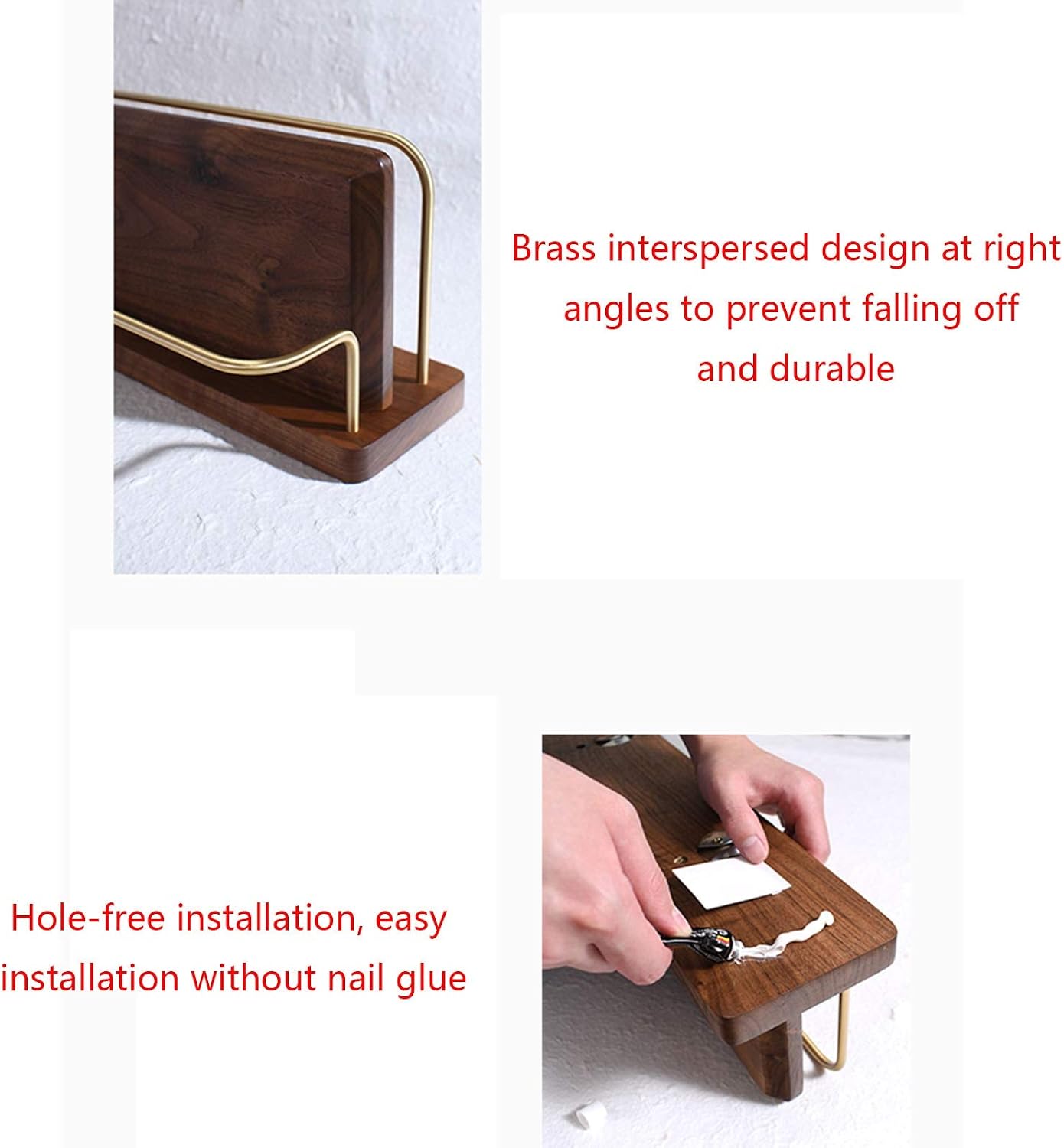 Solid Wood Bathroom Rack, Cosmetic Storage Rack, Towel Bar, Vanity Table, Wall-Mounted Wall-Free Punching