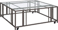 Coaster Home Furnishings - Adri - Square Glass Top Coffee Table with Geometric Base and Smooth-Rolling Casters - Contemporary - Living Room - Black Nickel - 710178